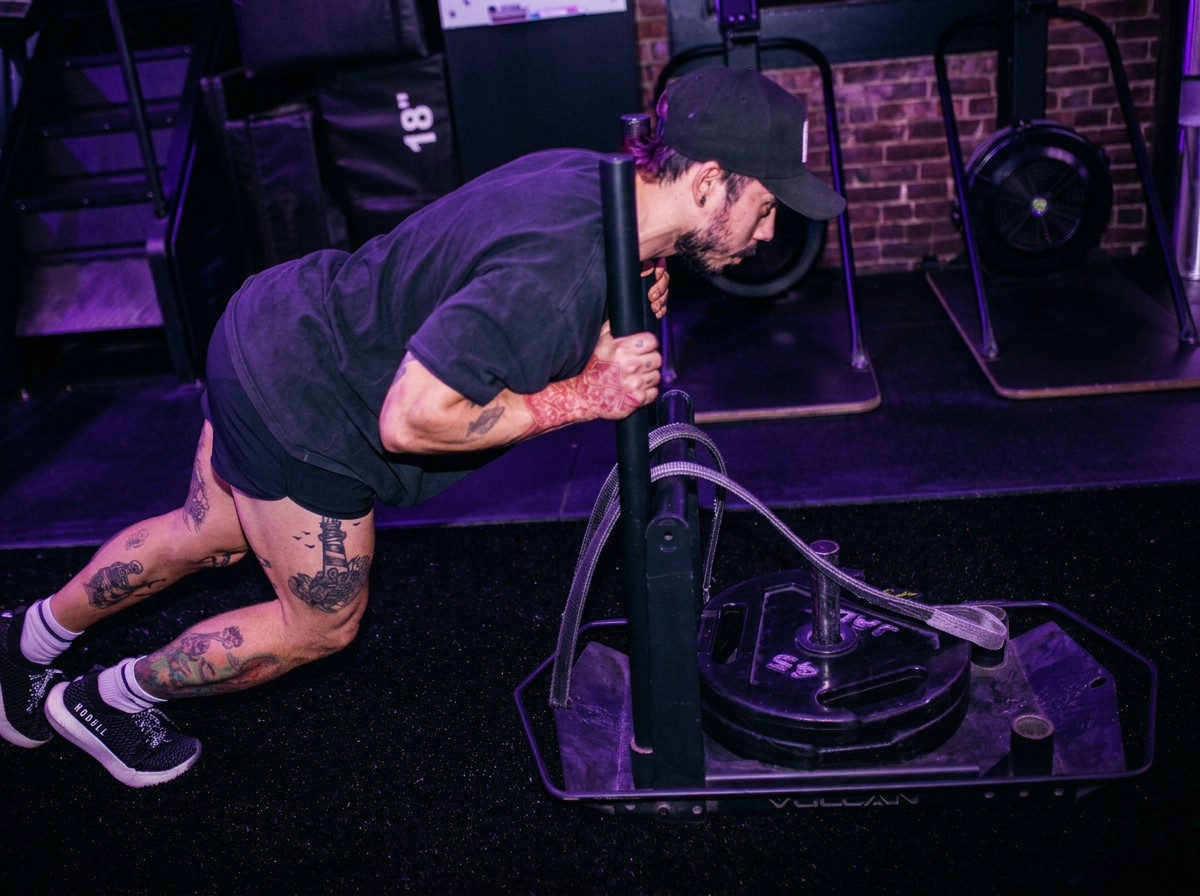 Sled push at Strength Society